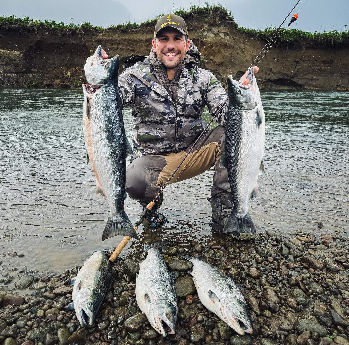 The author with freshly caught soho salmon