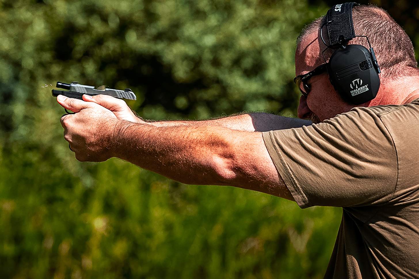 Ruger LCP Max pistol being fired on the range