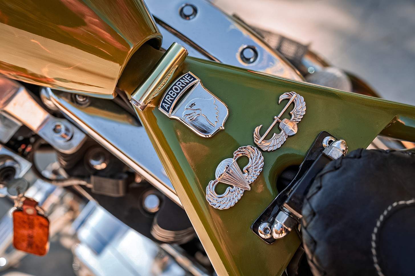 Randy Couture's motorcycle Airborne medallion