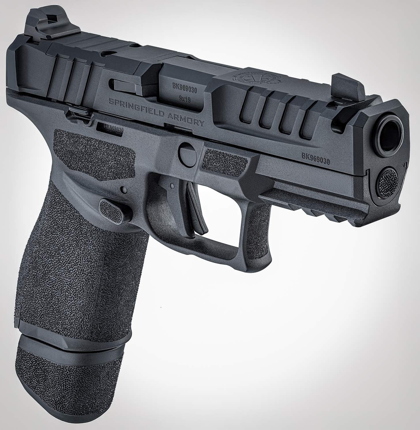 The Echelon is also available (as shown) with an 18-round extended magazine.