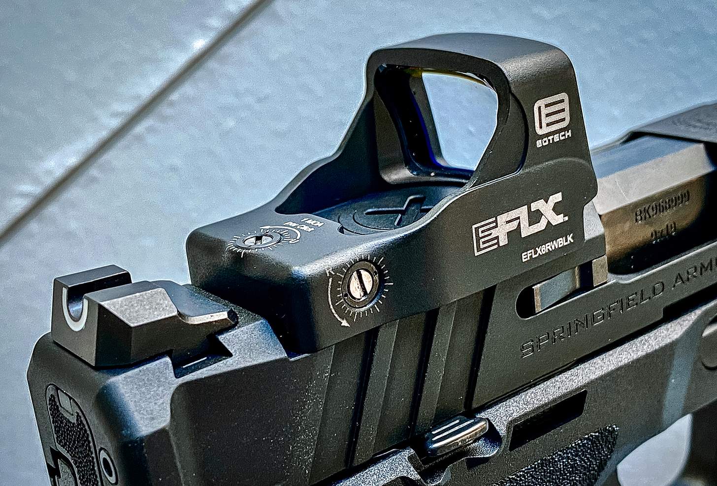 the EOTECH EFLX red dot mounted on a Springfield Echelon 4.0C Comp