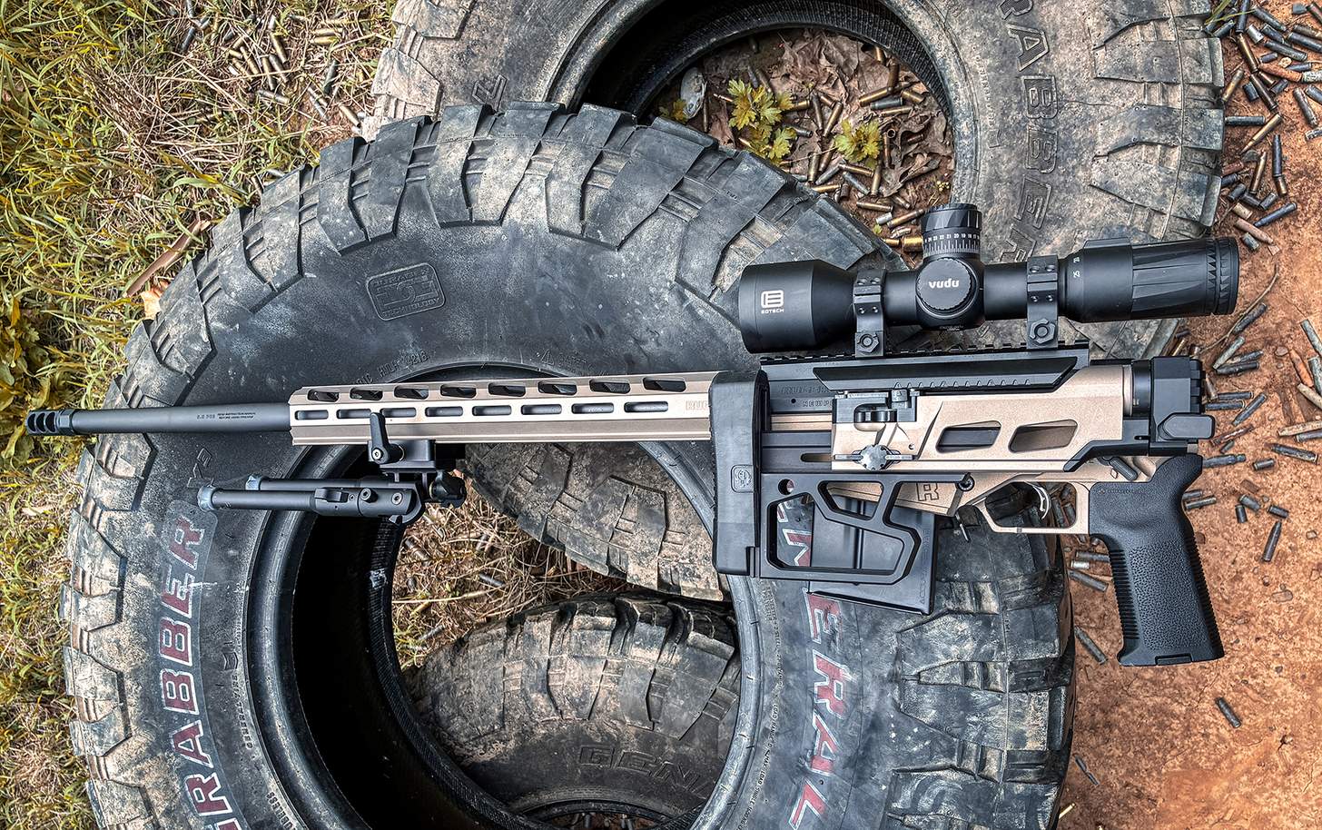 the Ruger precision rifle with stock folded and a bipod