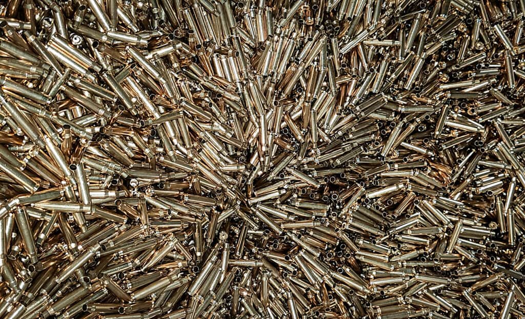 a huge container of rifle casings