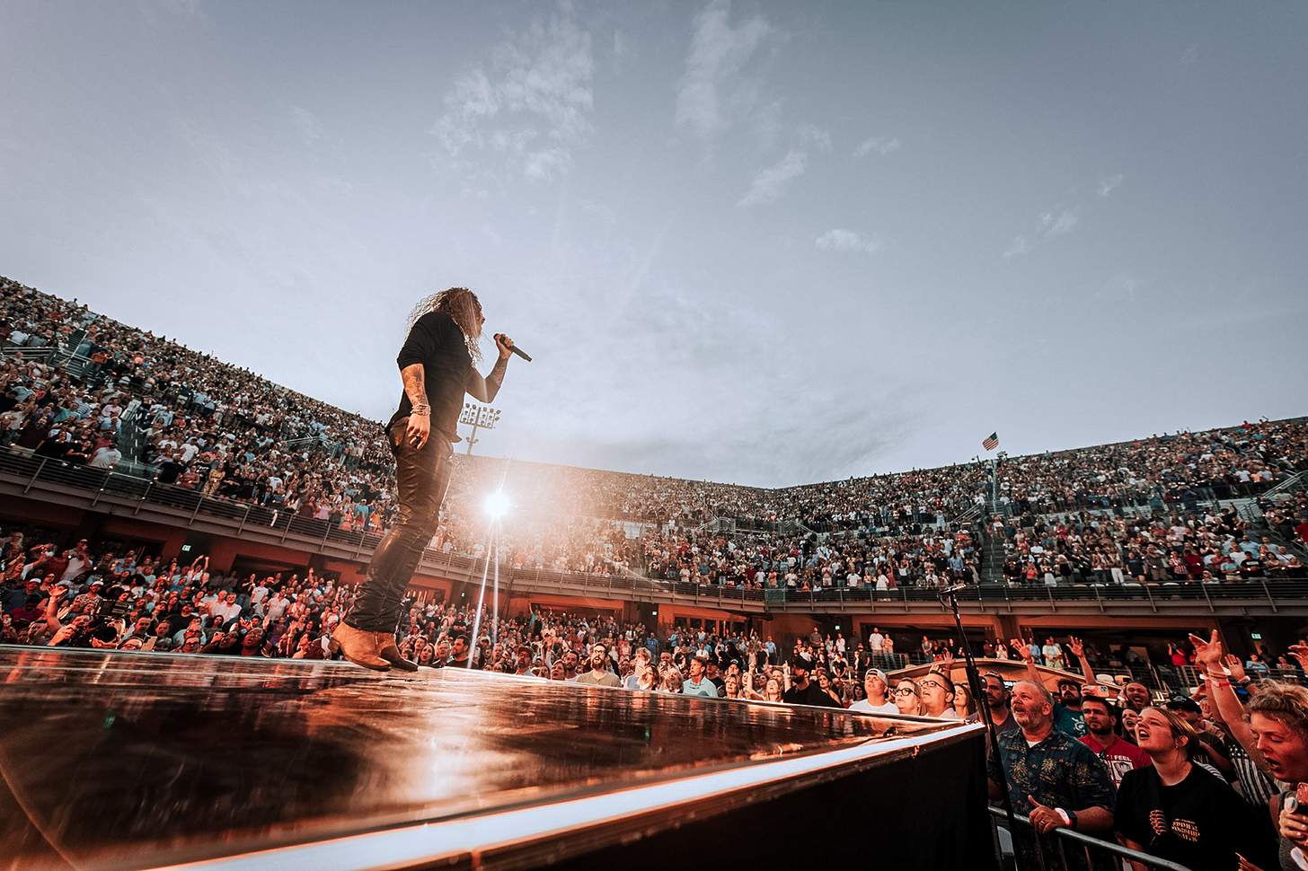 Brandon Lake sings to a huge stadium crowd