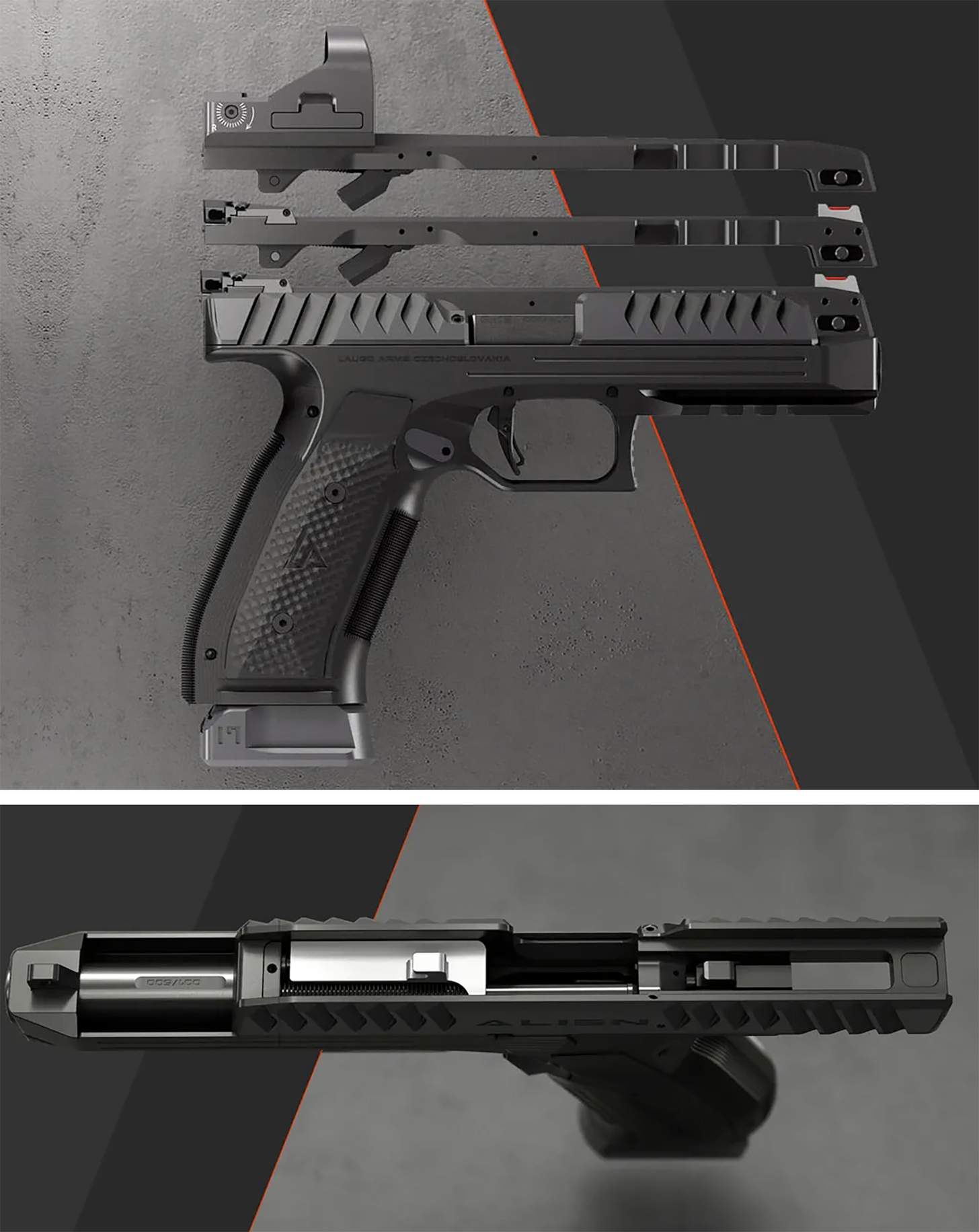 the laugo alien field stripped and with slide open