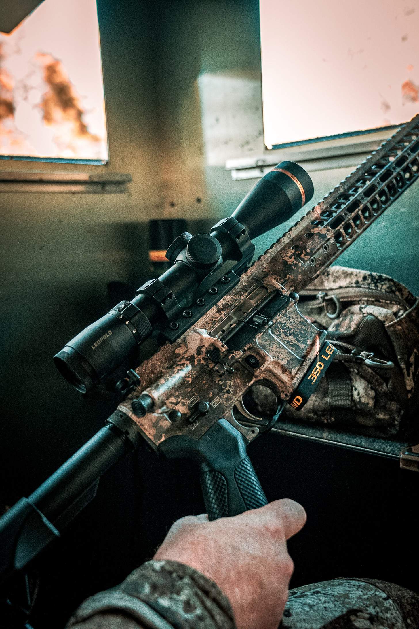 LWRCI rifle in the deer blind