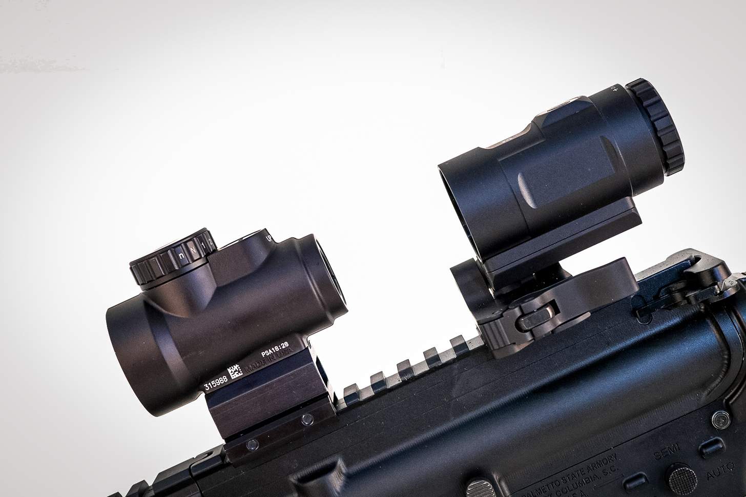 Trijicon MRO SD with magnifier on an AR