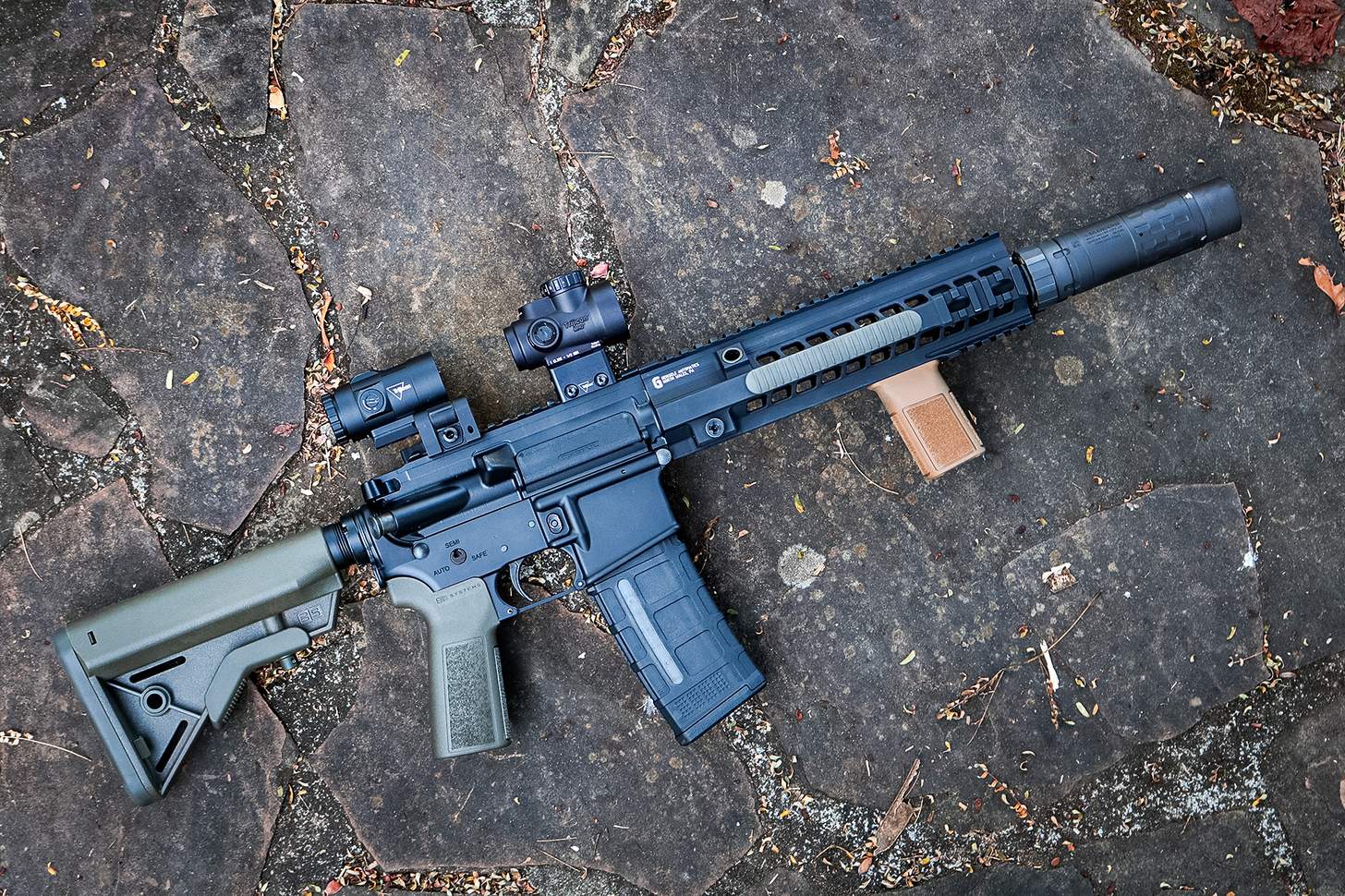 Trijicon MRO SD with magnifier on an AR