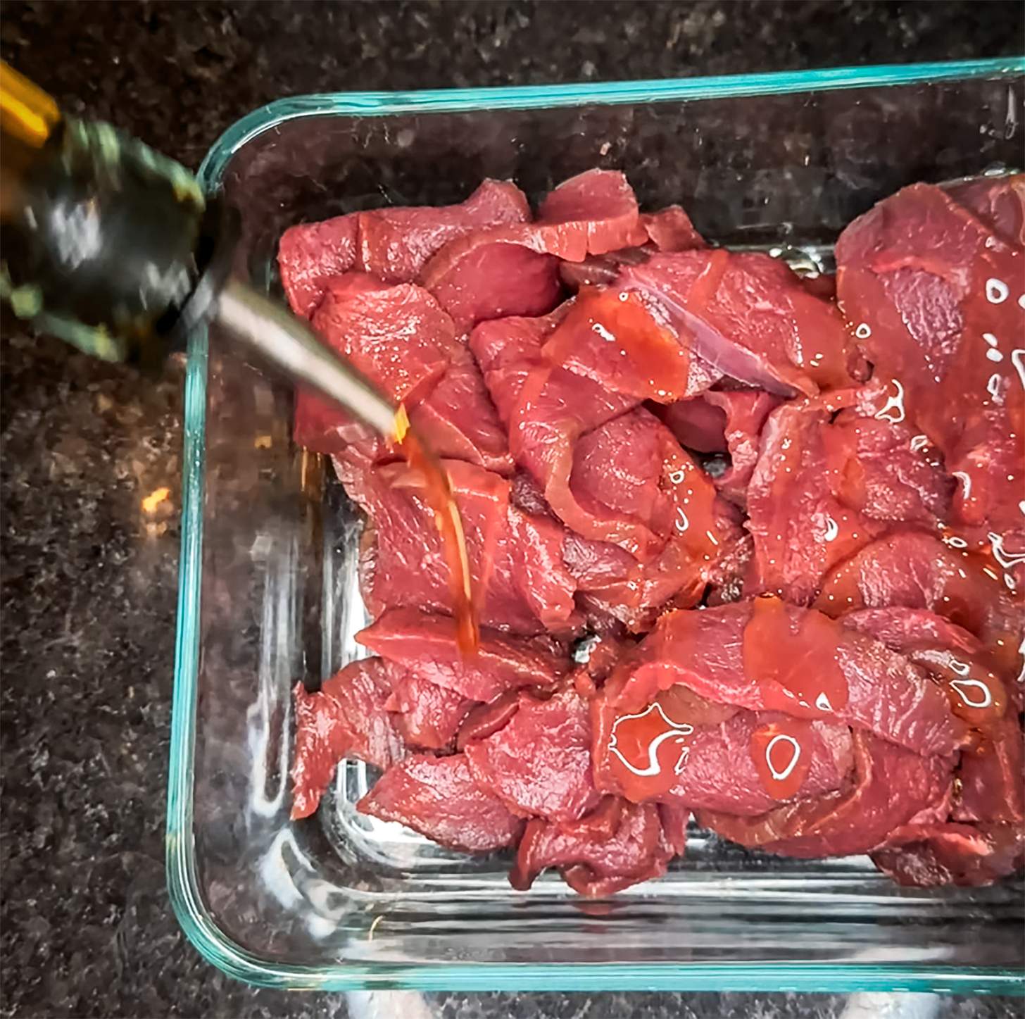 marinating venison slices