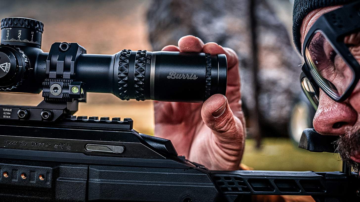 The LTT Impact ships with a Burris XTR III 5.5x-30x scope