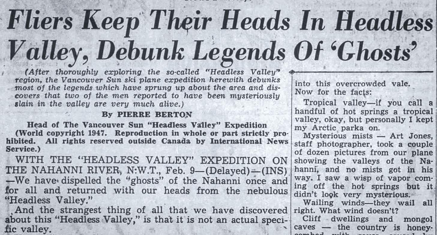 news story about headless valley