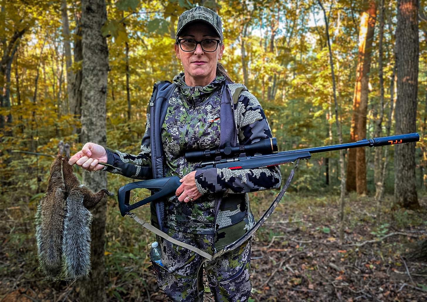 hunter with squirrels Winchester 21 Sharp