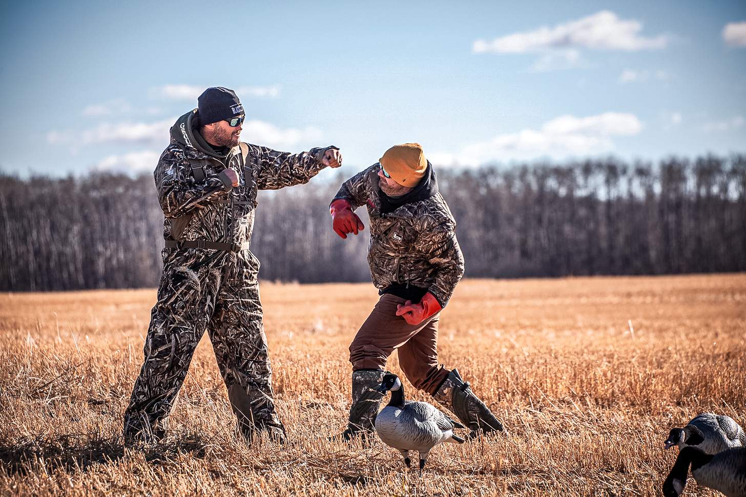 chad belding and another hunter horsing around