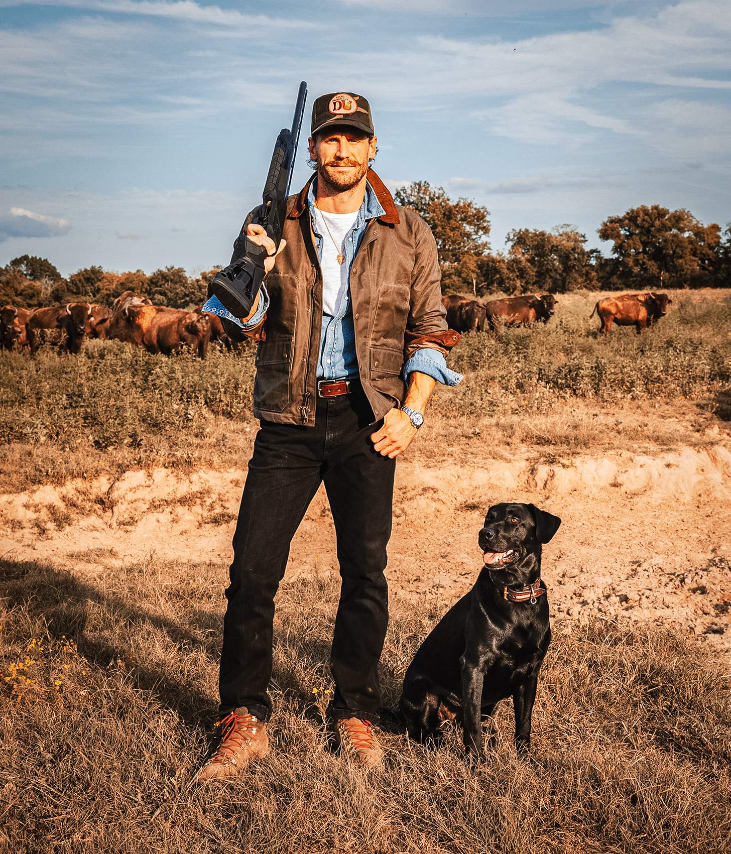 Chase Rice with his dog and the new Beretta AX800 Suprema Semi-Auto Shotgun