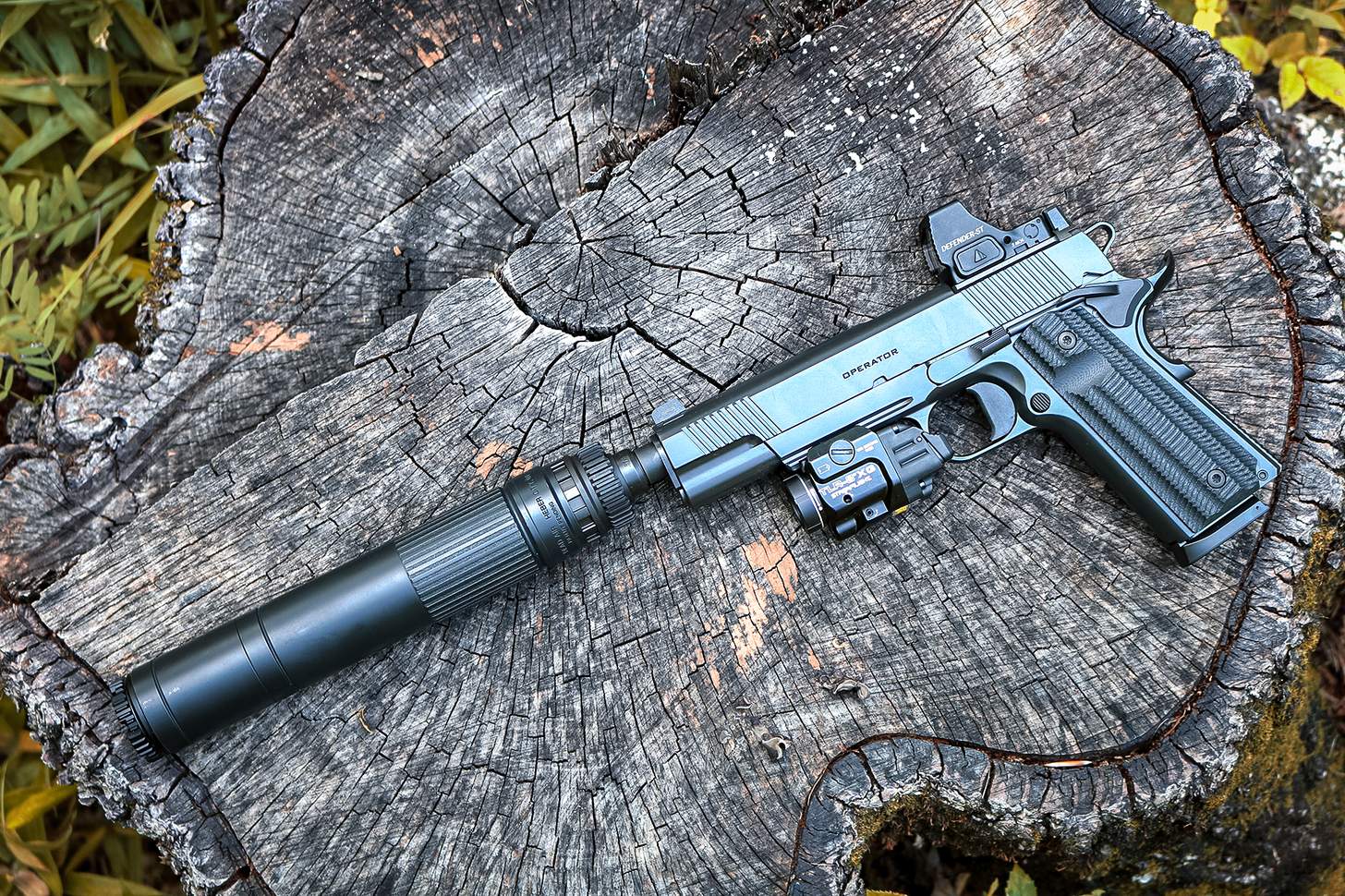 Springfield Operator 1911 with a suppressor