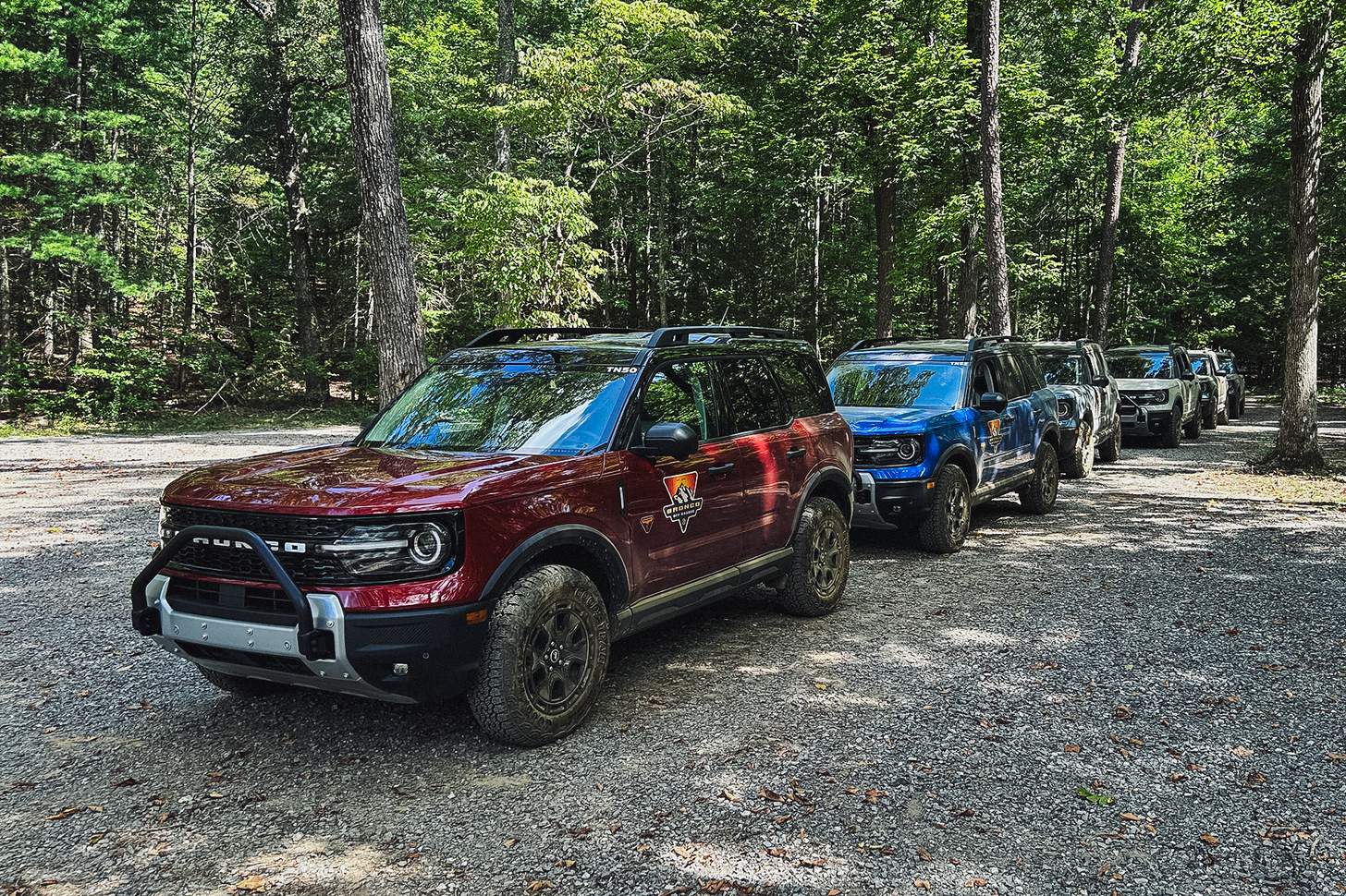 Ford Broncos driving off road
