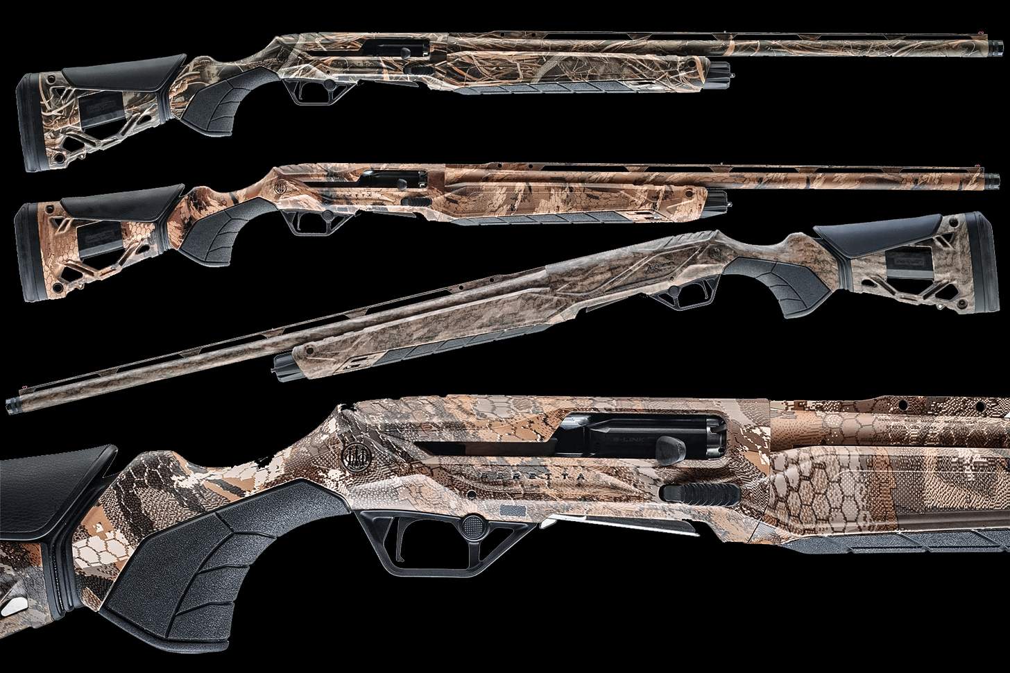 Top to bottom: Realtree Max-7, Optifade Marsh, Mossy Oak Original Bottomland, Optifade Timber