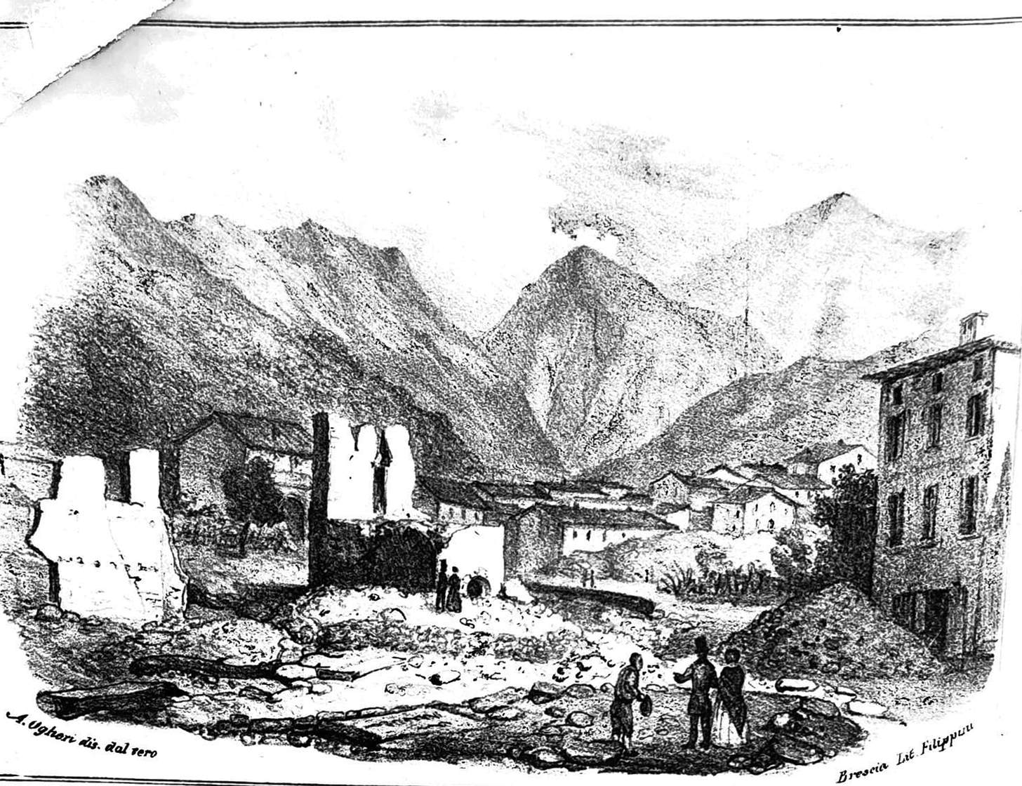 Mella river flood illustration