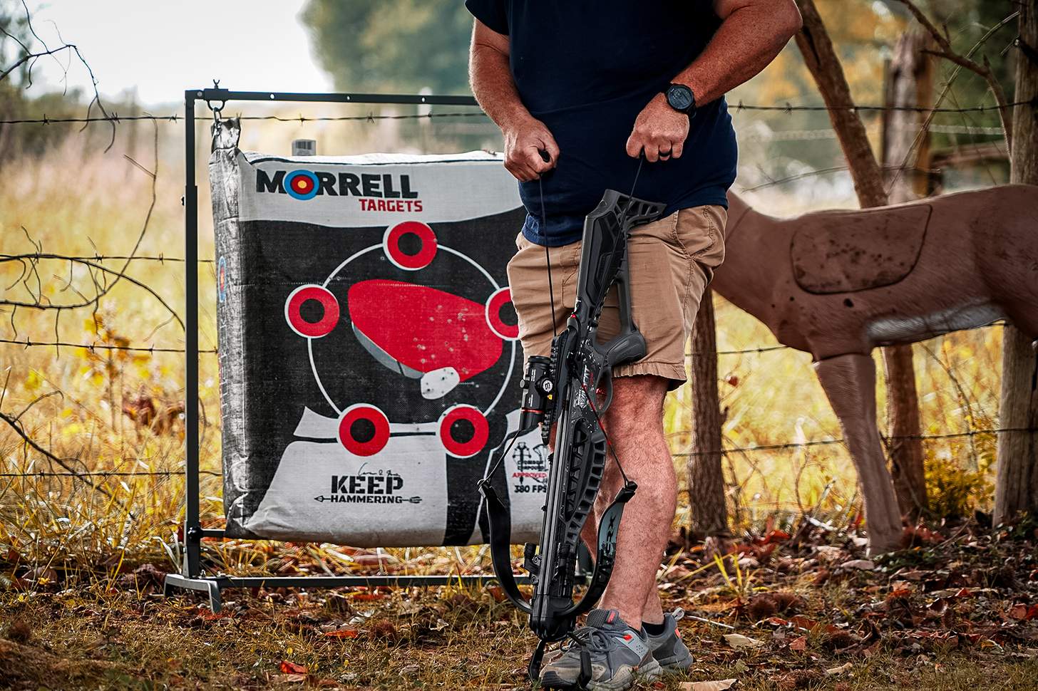 a man cocking the Barnett Wildcat CRX crossbow