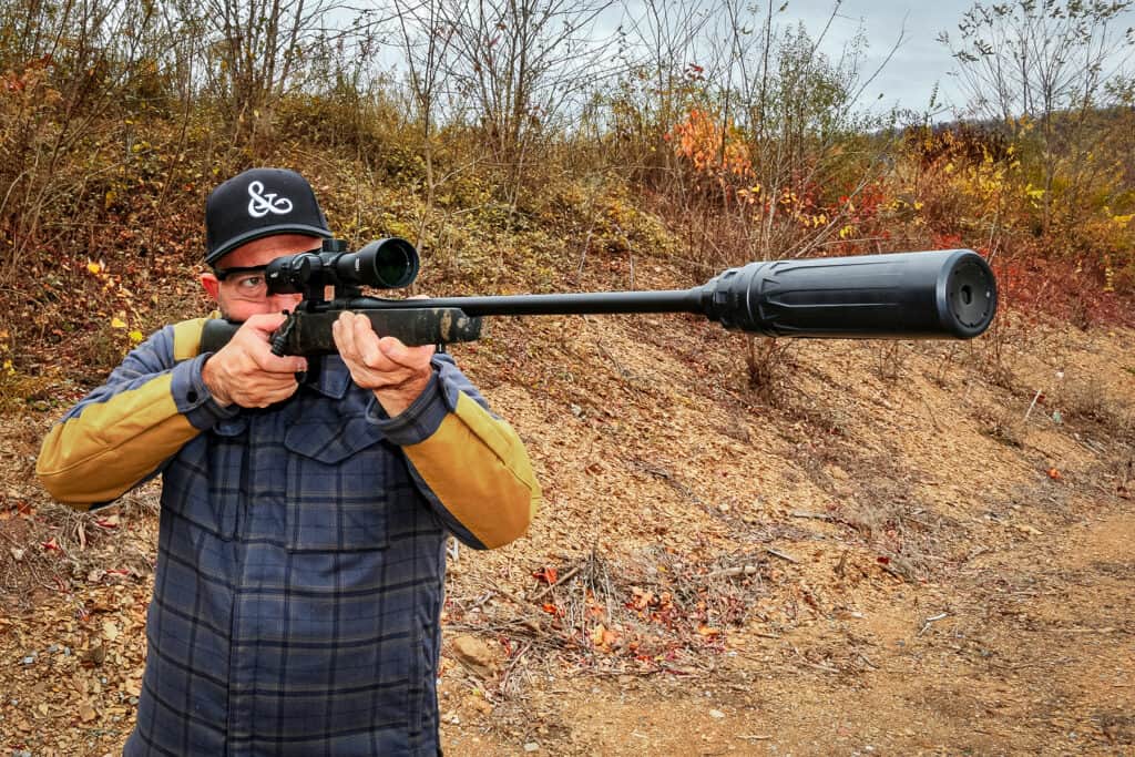 The author shouldering the NULA Model 20 Kodiak Rogue in 6.5 Creedmoor.
