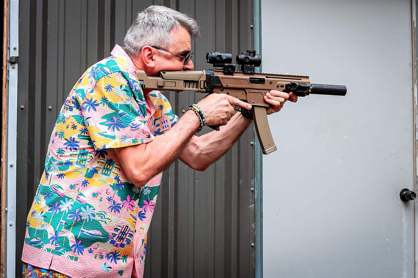 the author aiming a PSA JAKL 9