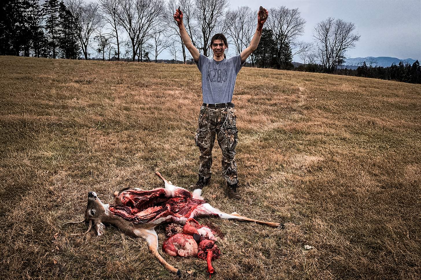 mission accomplished: a fully butchered deer in the field