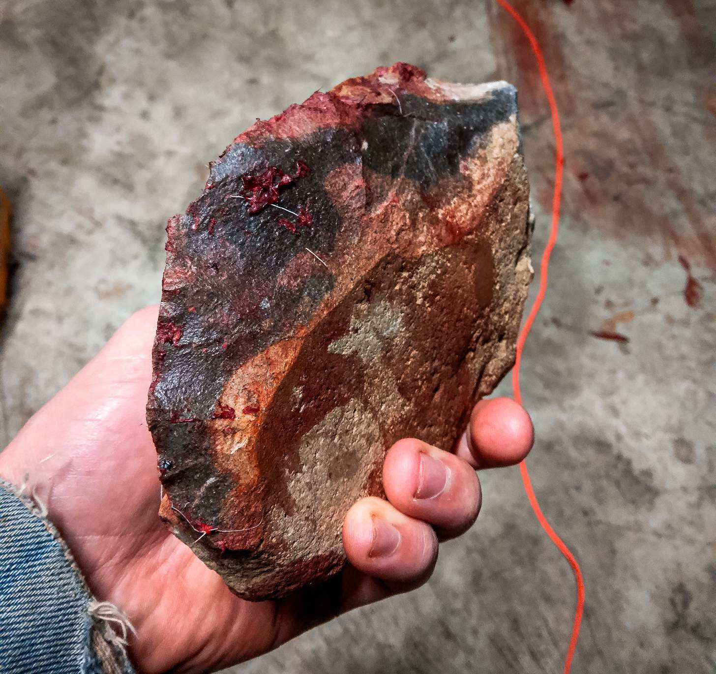 a large stone edge can be used like a saw for cutting through bone and tough organic material