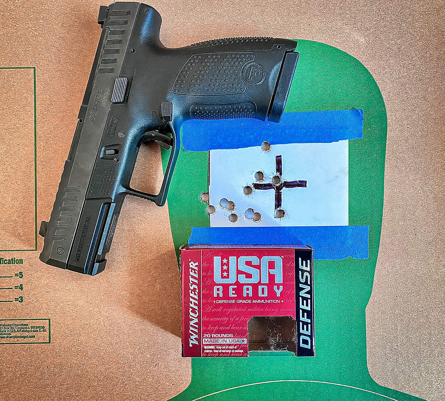 CZ-USA P-10 C Ported handgun with Winchester USA Ready Defense ammo