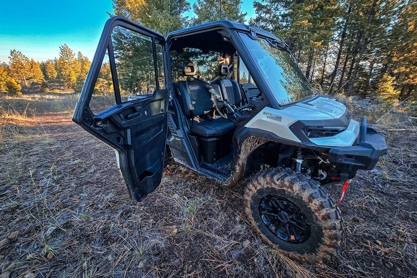 The Can-Am Defender door open