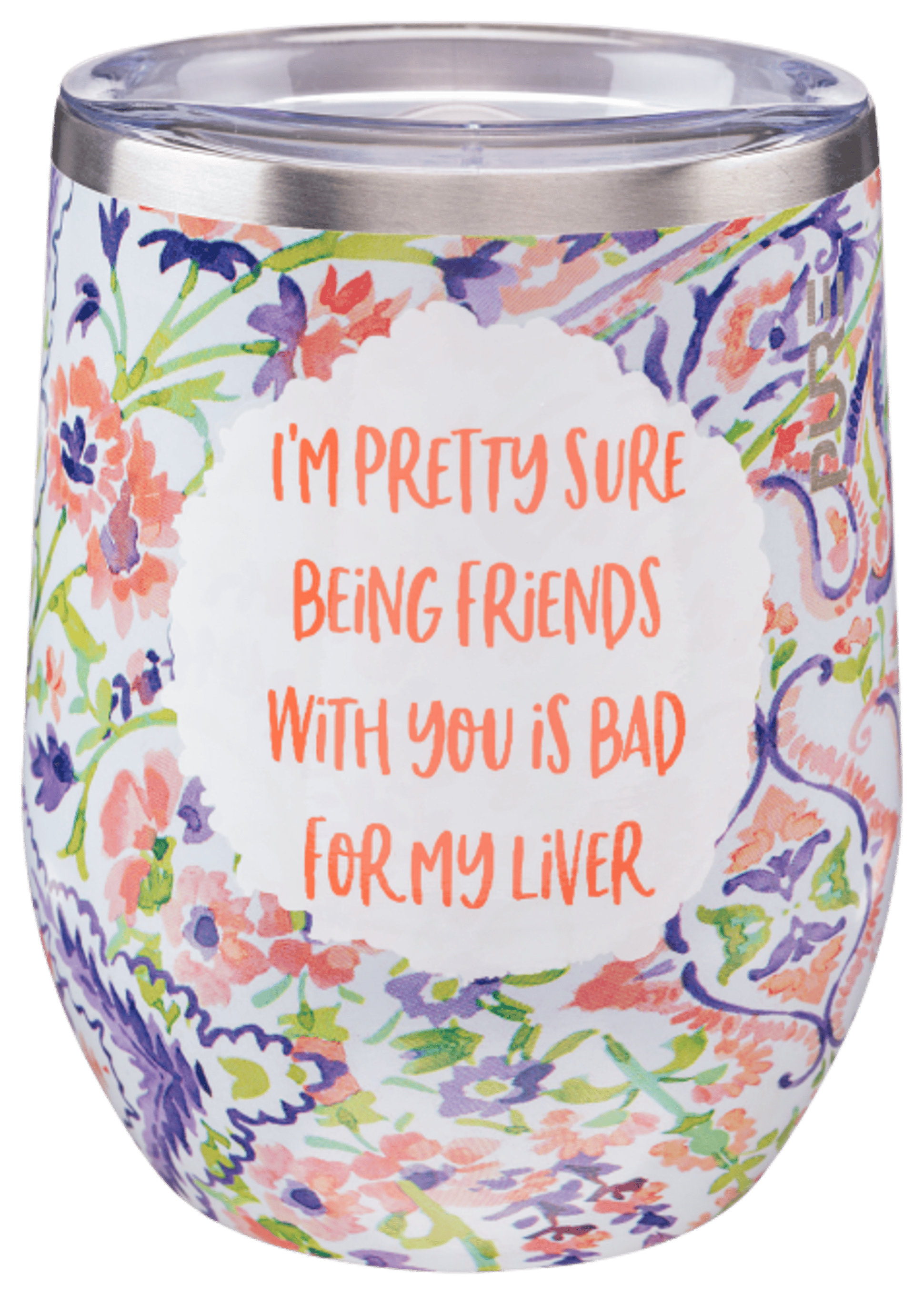 PURE Drinkware Friends Stainless Steel Stemless Wine Glass