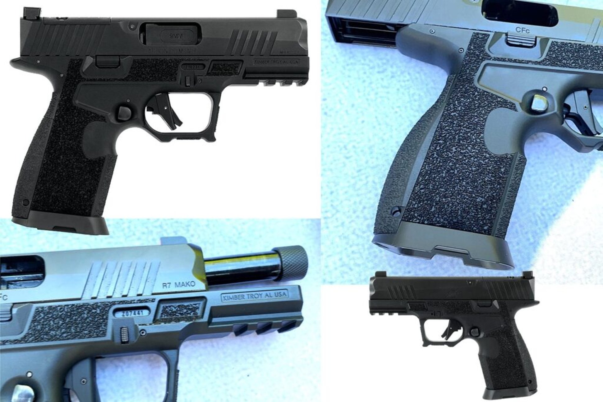The new Kimber R7 Mako Carbon Carry pistol features a high undercut grip for added stability and a nicely textured surface. The Carbon Carry is available with a threaded barrel, too.