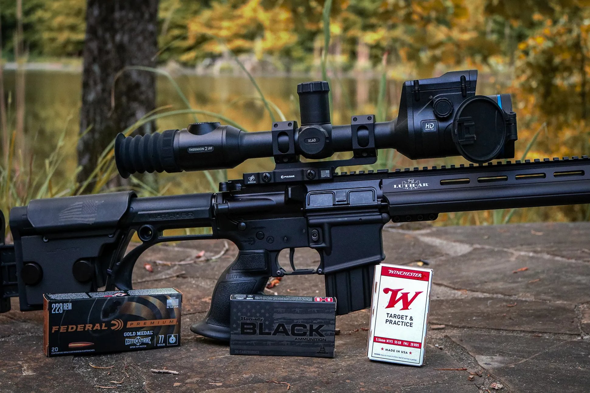Pulsar Thermion thermal rifle scope mounted on a precision AR rifle