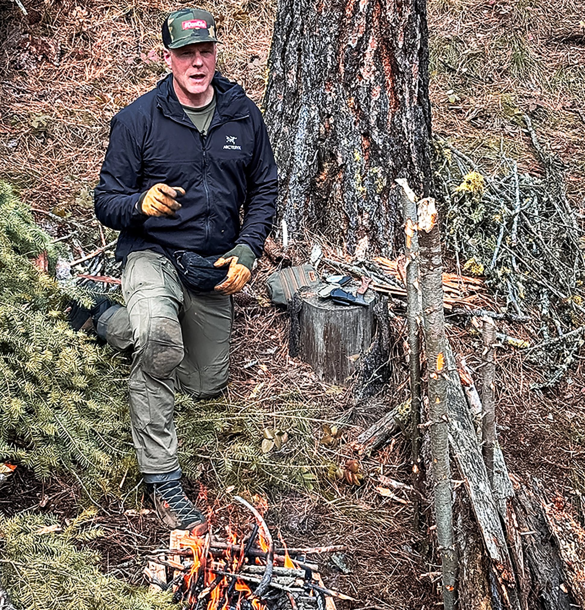 John Barklow teaching fire building