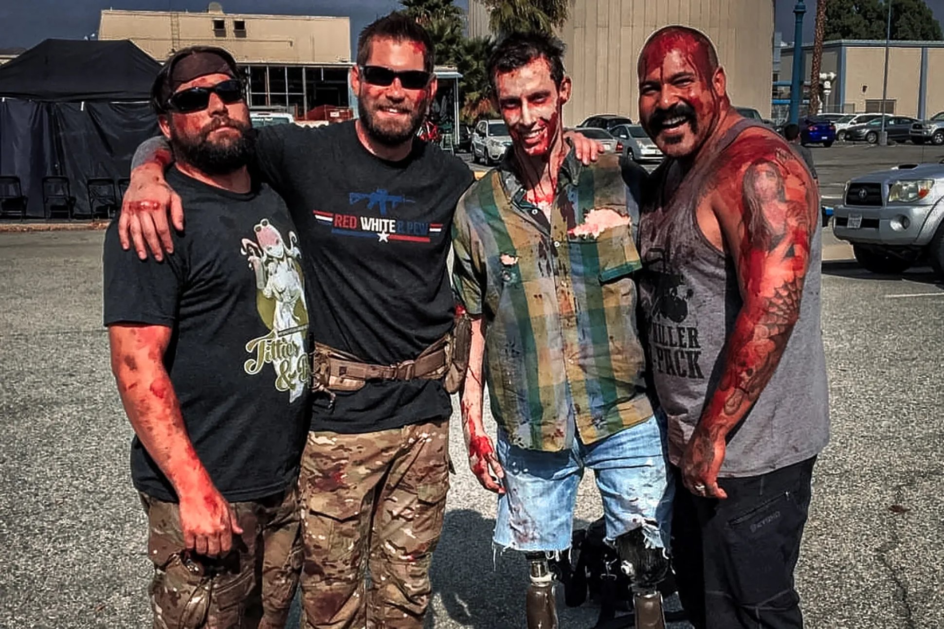 Johnny Joey Jones on the film set for Range 15 the guys from BRCC Jarred Taylor Mat Best Vincent Vargas Jones' new book, Behind the Badge, hits stores today.