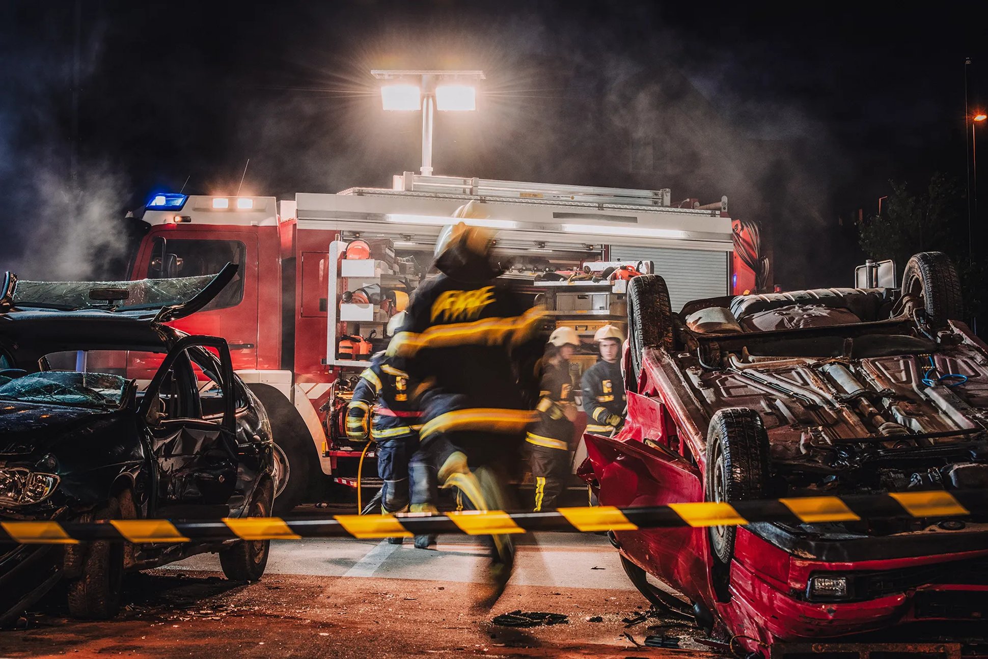 first responders on the scene of a serious motor vehicle collision
