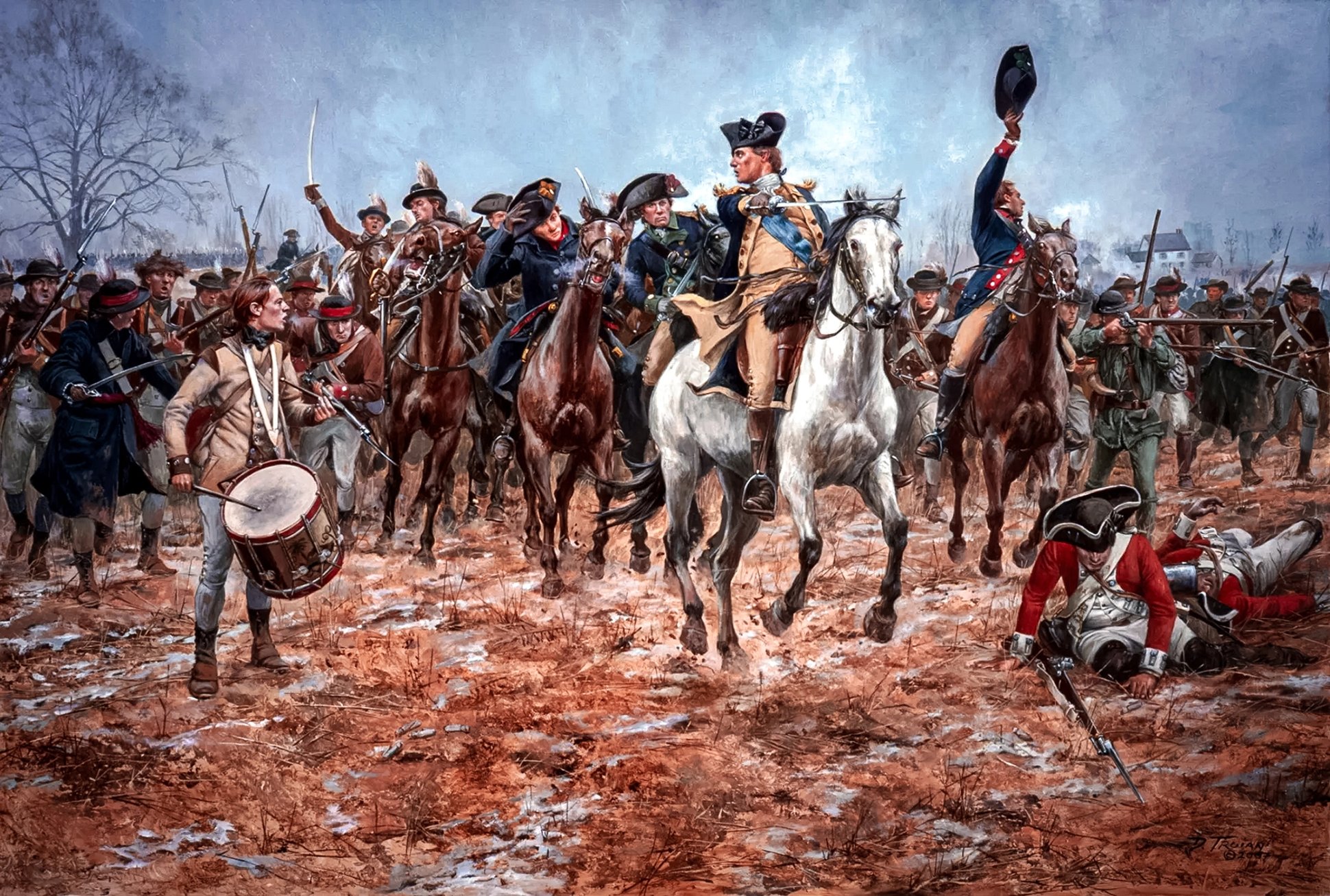 painting of washington at the battle of princeton Soldiers of the American Revolution