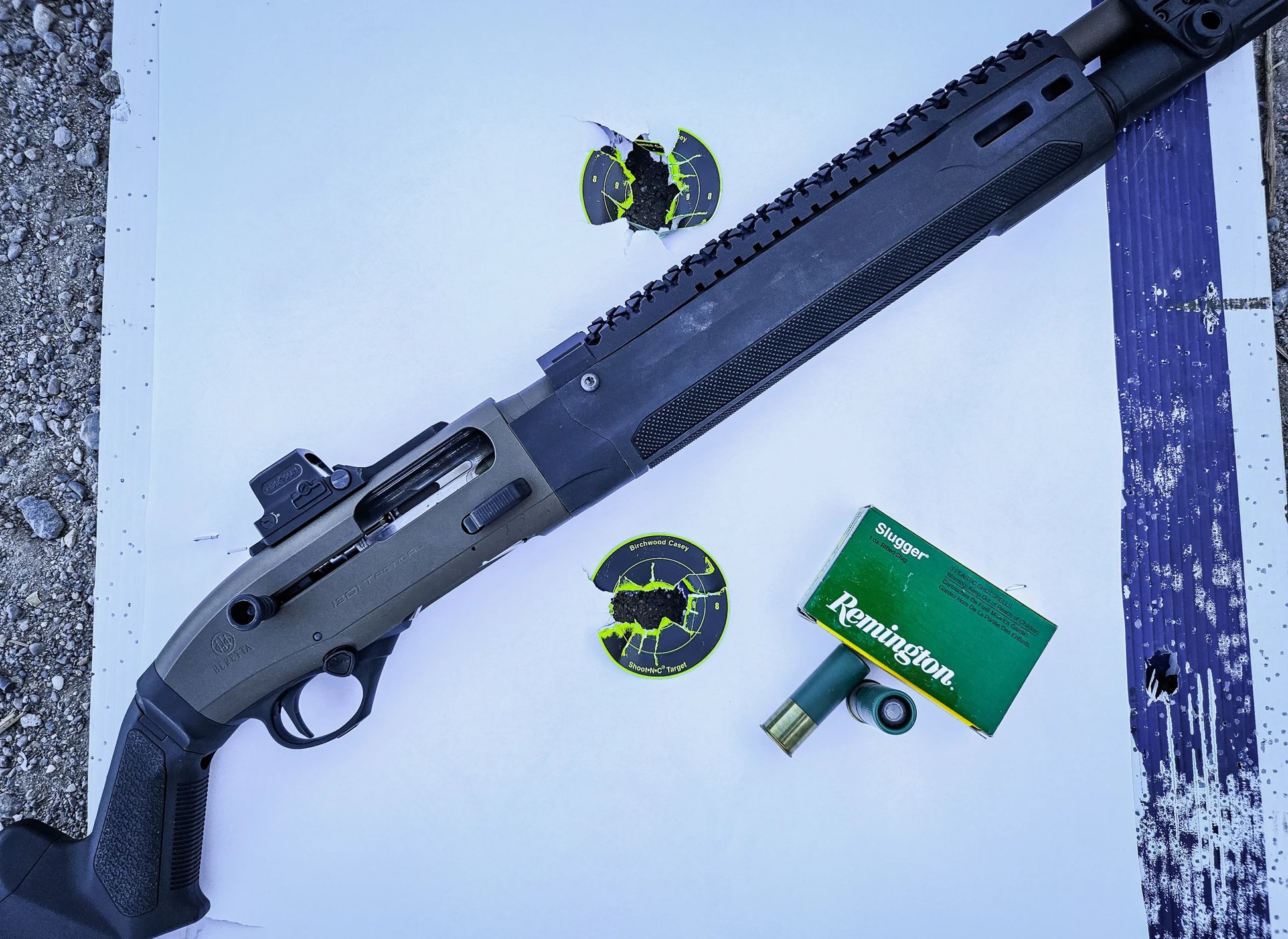 the shotgun laying across a target
