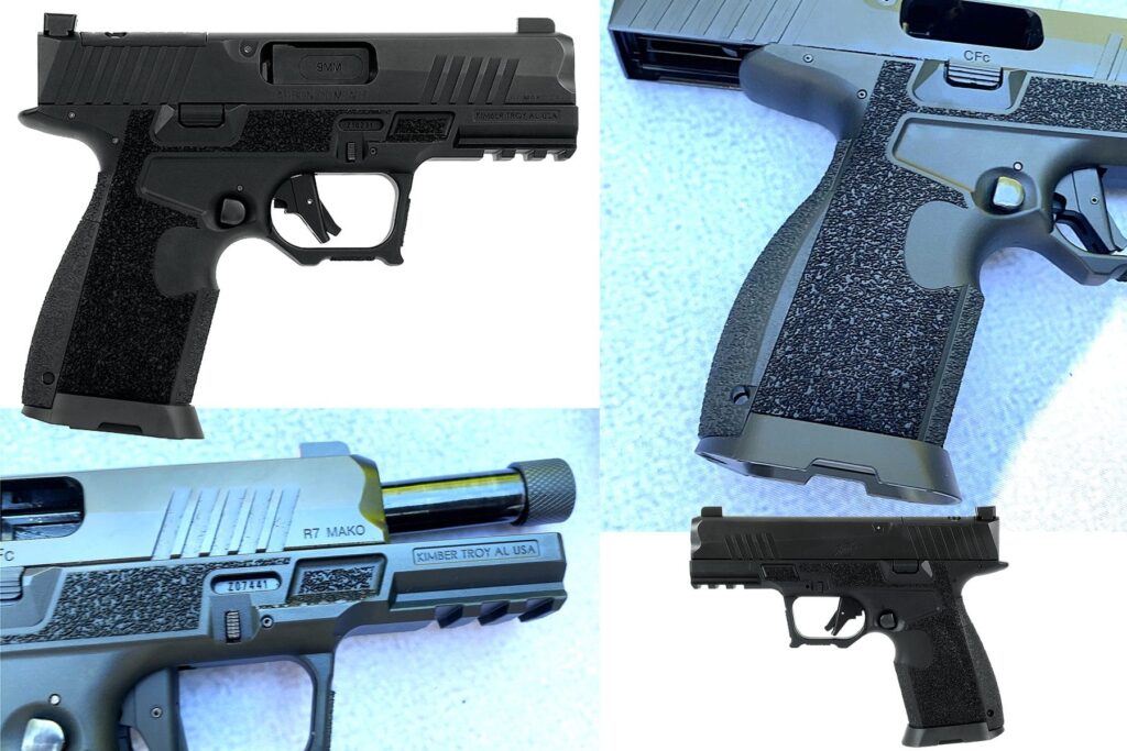 The new Kimber R7 Mako Carbon Carry pistol features a high undercut grip for added stability and a nicely textured surface. The Carbon Carry is available with a threaded barrel, too.