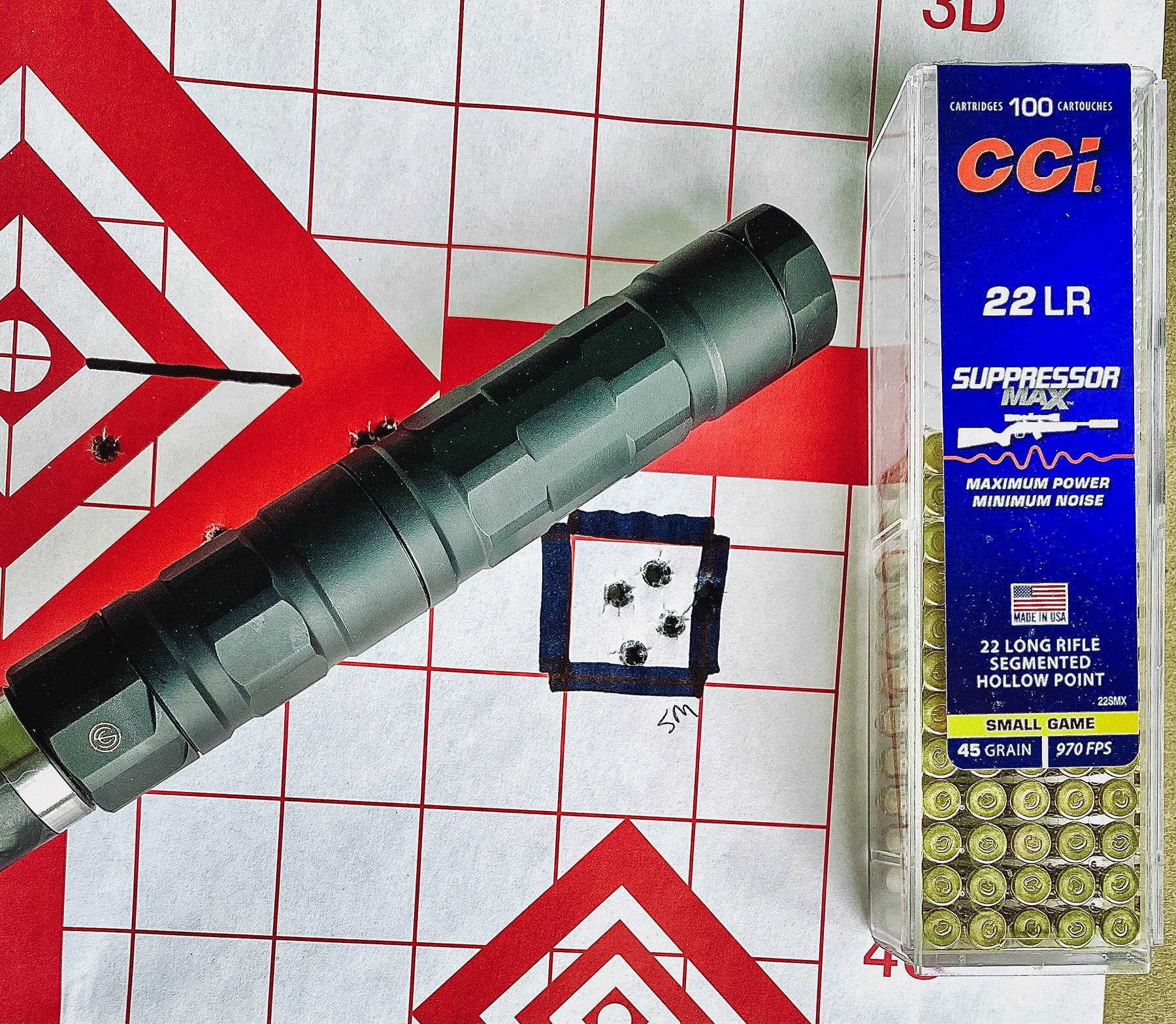 SilencerCo Switchback suppressor with CCI 22 LR Suppressor Max ammunition