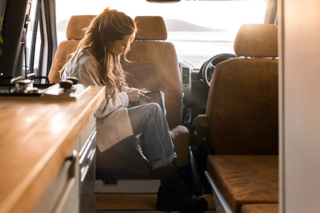 working remotely from a van