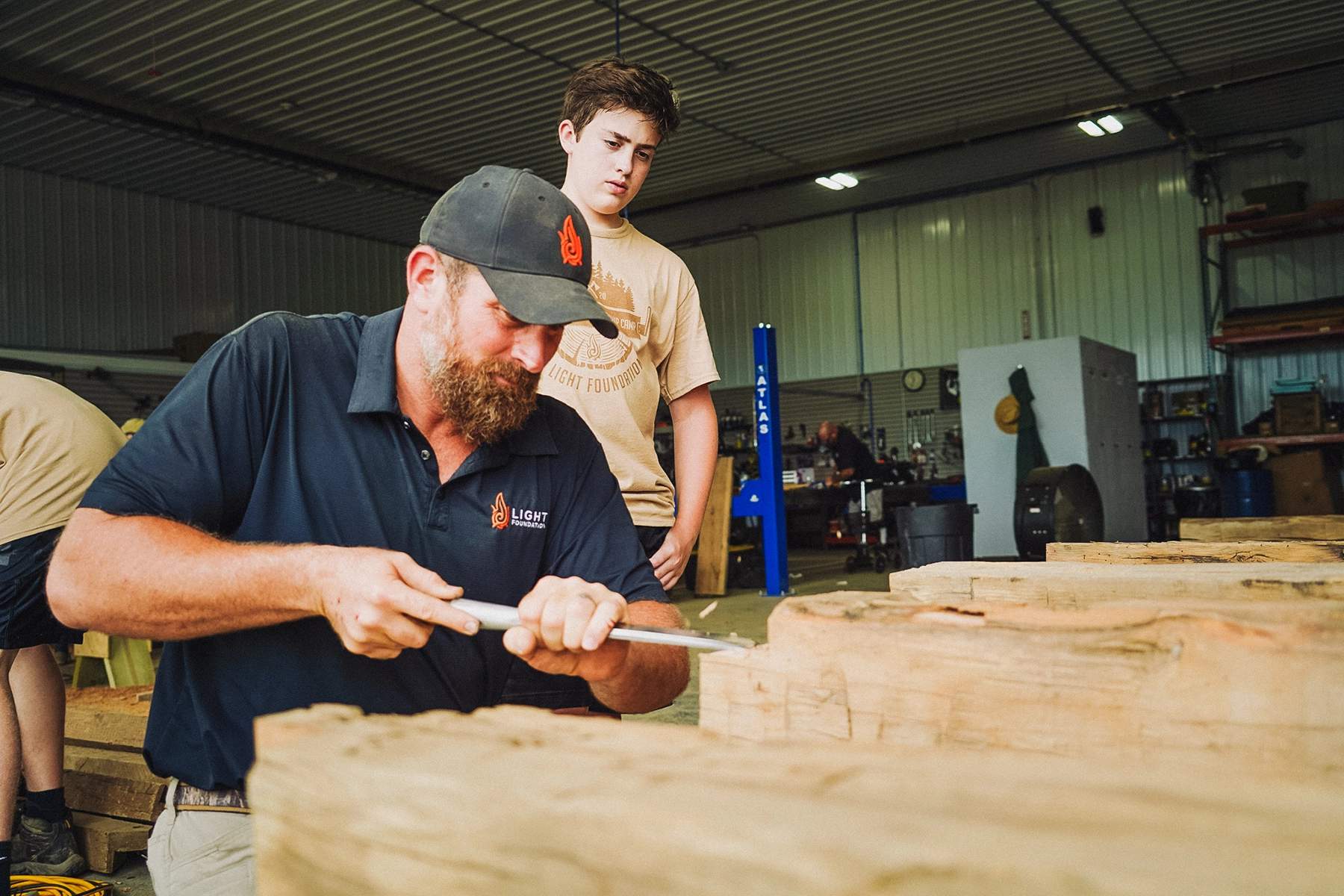former NFL star Matt Light doing some woodworking