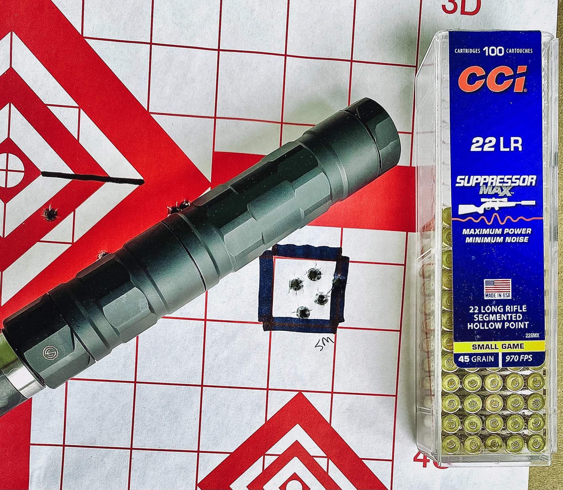 SilencerCo Switchback suppressor with CCI 22 LR Suppressor Max ammunition