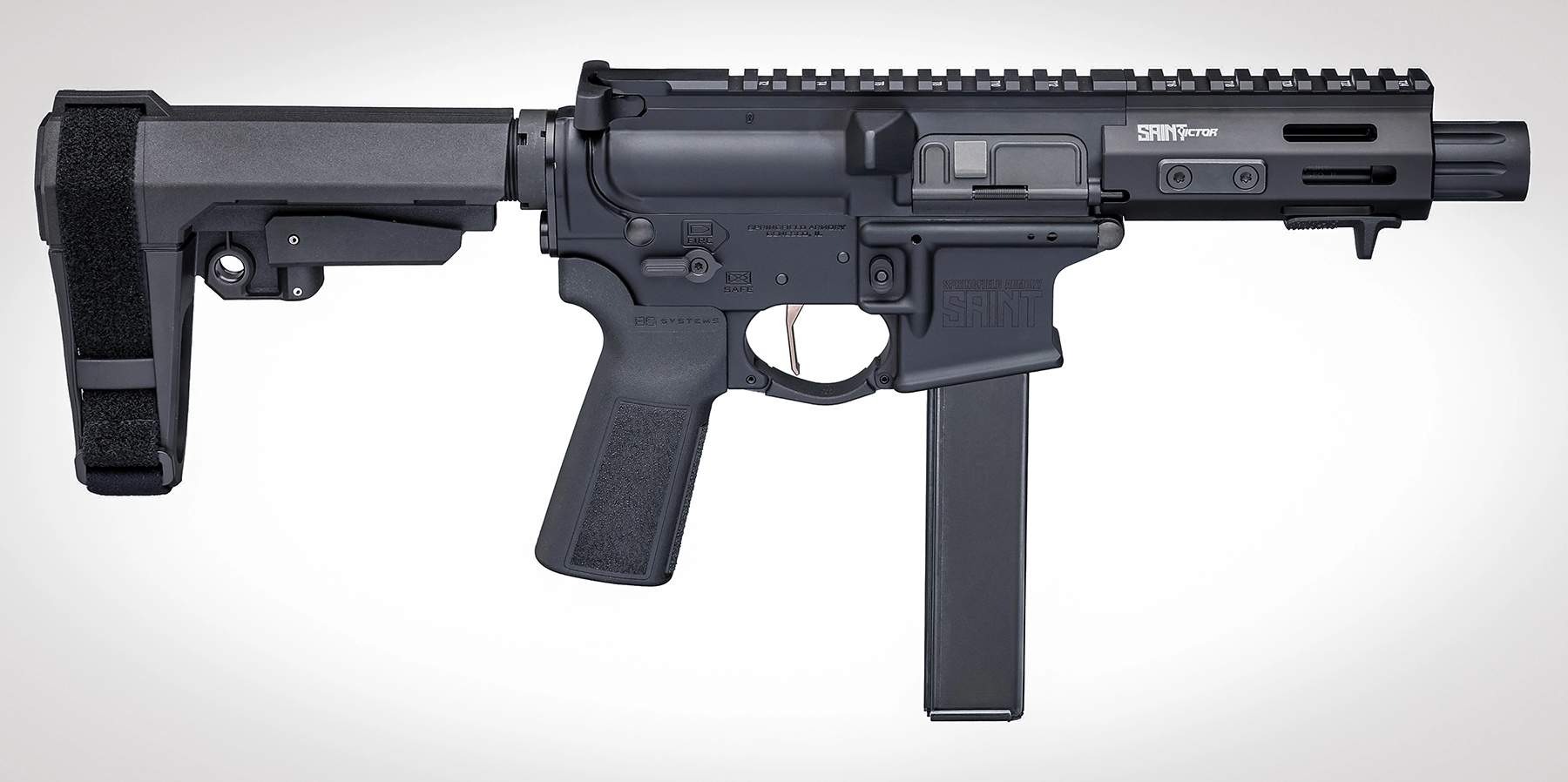 the Springfield Armory 9mm Saint Victor pistol in profile