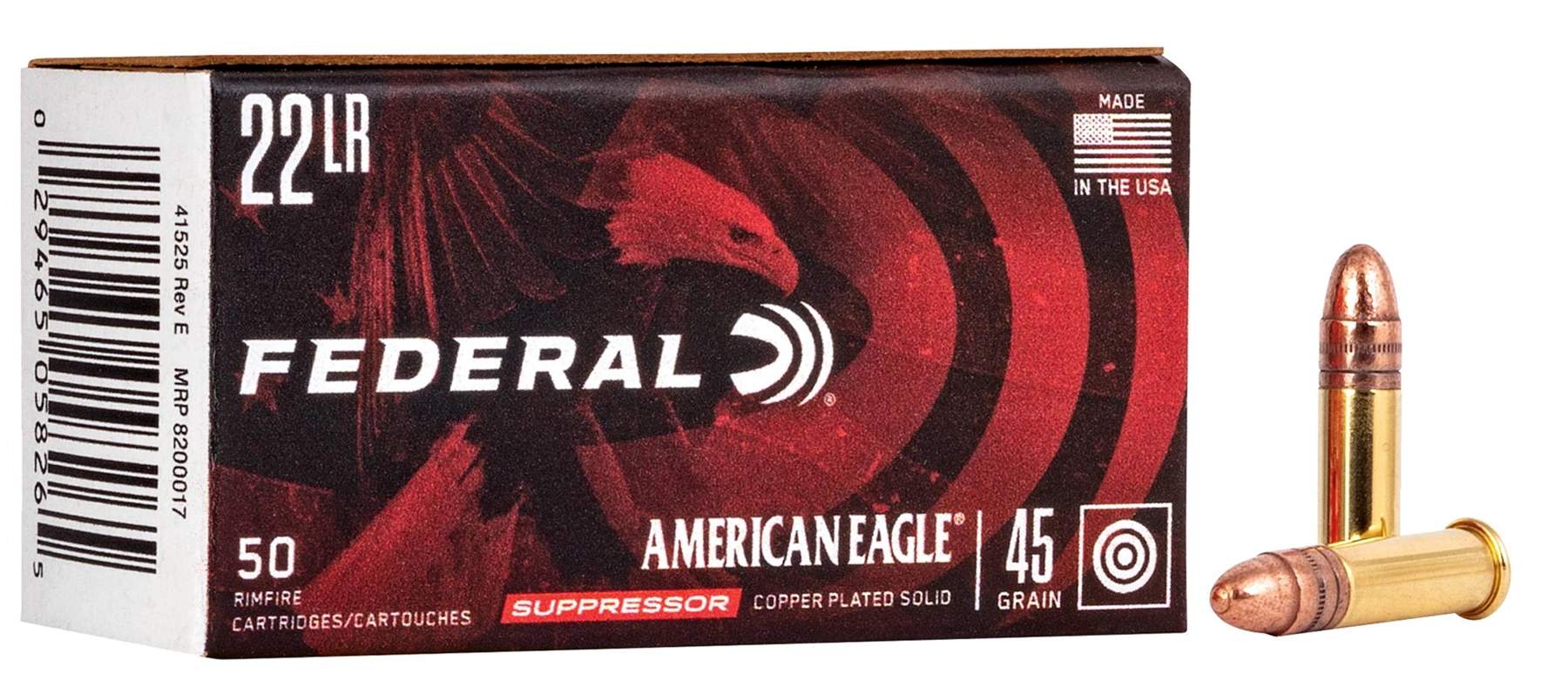 Federal Premium American Eagle 22LR ammo box and cartridges