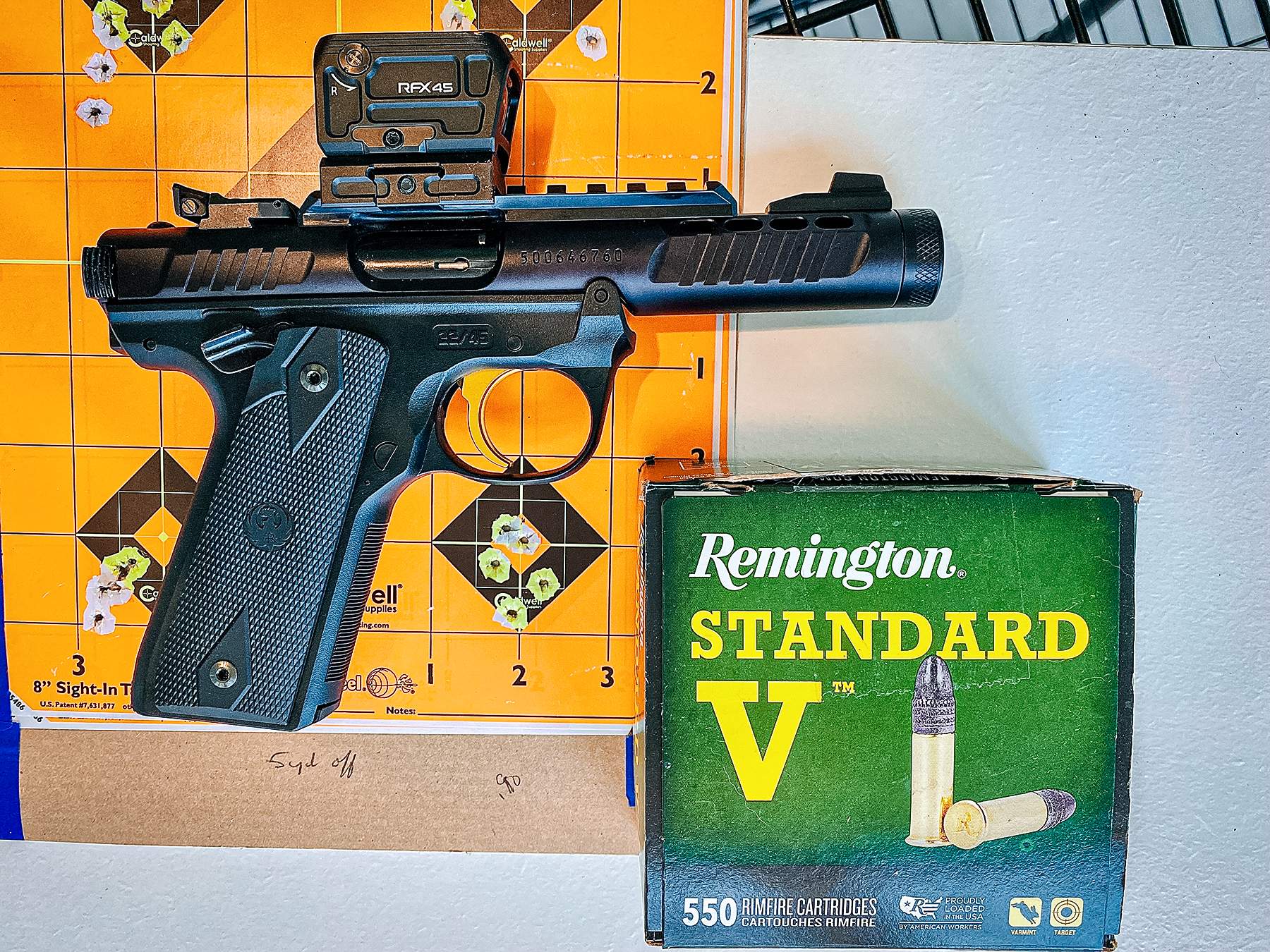 Ruger Mark IV 22/45 Lite with Remington Standard V .22LR ammo