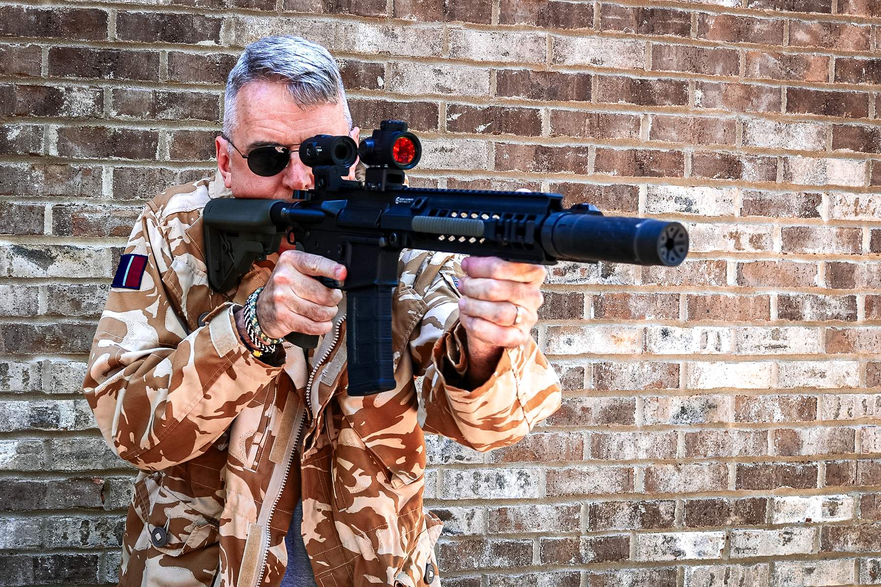 the author running the optic. 