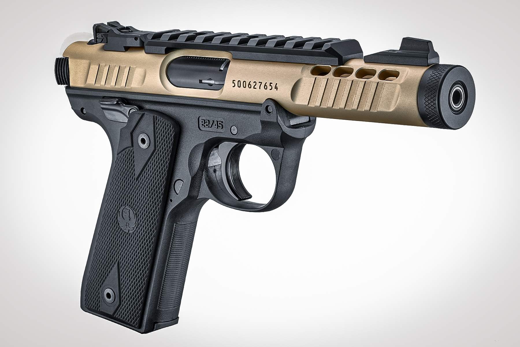 Ruger Mark IV 22/45 Lite with champaign receiver and black frame