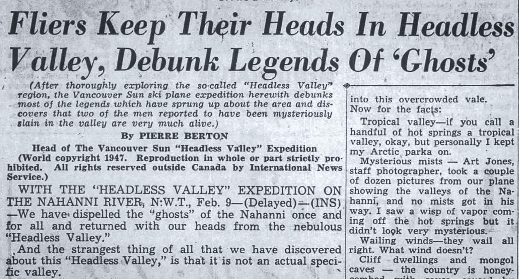 news story about headless valley