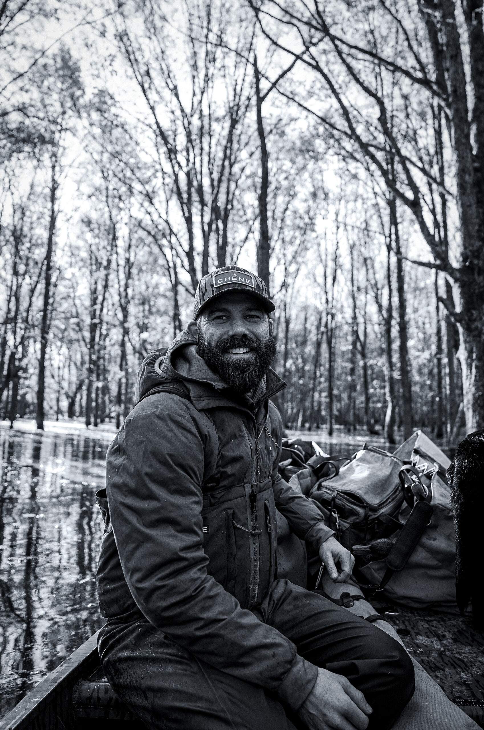 Jordan Davis in a duck boat