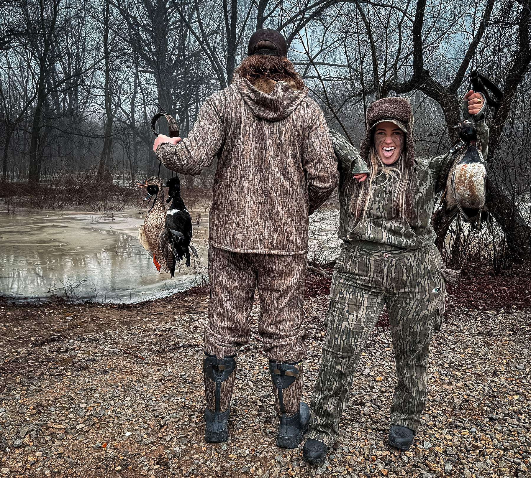 ducks down